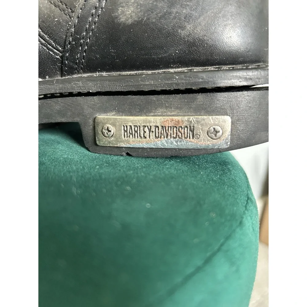 Vintage Harley-Davidson Men's Black Leather Steel Toe Motorcycle Boots Size 9